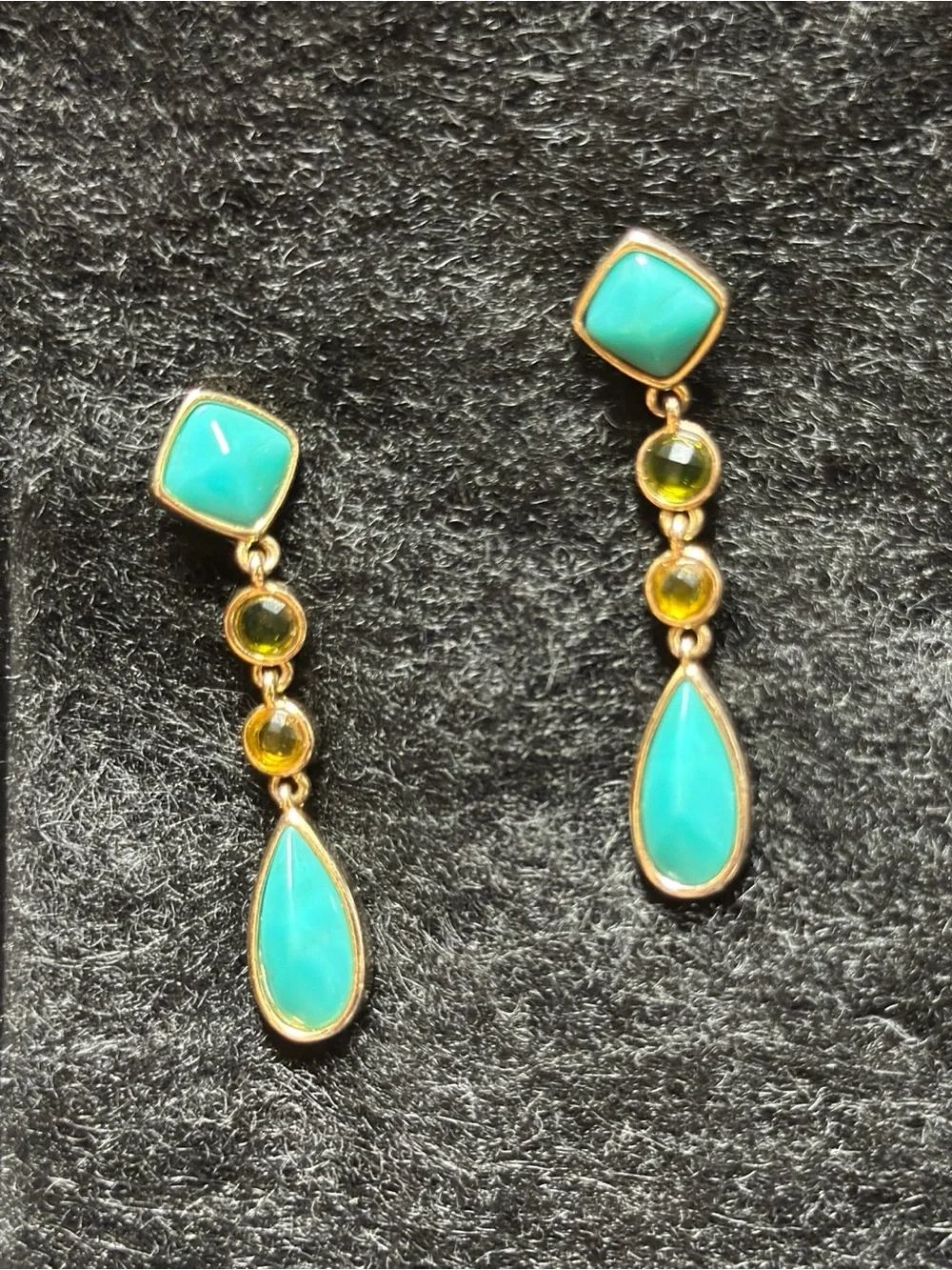 Turquoise Drop and Citrine Accent Dangle Earrings - Women Jewelry